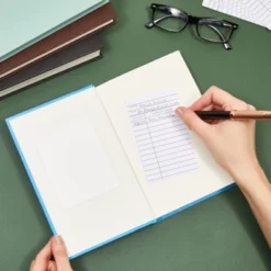 Best Paper Greetings 200 Piece Set Of 100 Self Adhesive Library Card Pockets And 100 Due Date Cards For Book Checkouts, 3 X 5 In