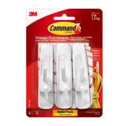3M® Command™ Medium Utility Hooks Multi-Pack, 6 Per Pack, 3 Packs