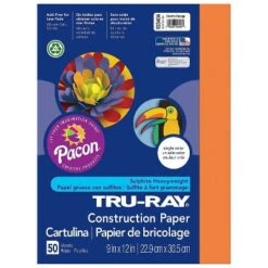 Pacon Tru-Ray 9" X 12" Construction Paper Electric Orange 50 Sheets/Pack 6/Pack (PAC103404)