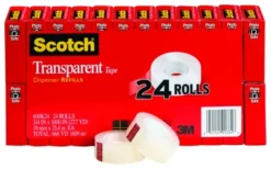 Scotch 600 Transparent Tape, 0.75 X 1000 Inches, Glossy, Pack Of 24