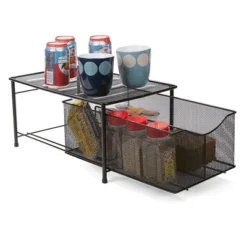 Mind Reader Storage Basket And Organizer [METAL MESH] 3-Compartment Pull-out / Sliding Organizing Drawer, Under The Sink Kitchen And Bathroom Shelf Cabinet (BLACK) -Office Product Store GUEST 2bdbb33f e373 47b1 b244 5bf721f22f95