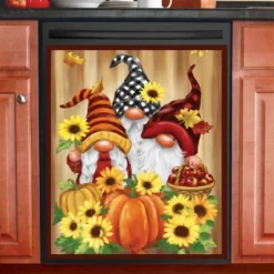 Collections Etc Fall Harvest Three Gnomes Dishwasher Magnet