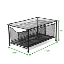 Mind Reader Storage Basket And Organizer [METAL MESH] 3-Compartment Pull-out / Sliding Organizing Drawer, Under The Sink Kitchen And Bathroom Shelf Cabinet (BLACK) -Office Product Store GUEST 33e64cf6 fdcf 435f 9cdd 53f51090d1c8
