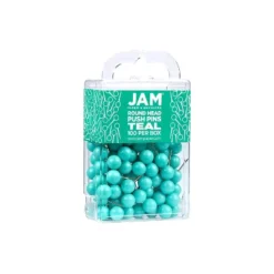 JAM PAPER Round Head Push Pins Teal 100/Pack (346RTTE)