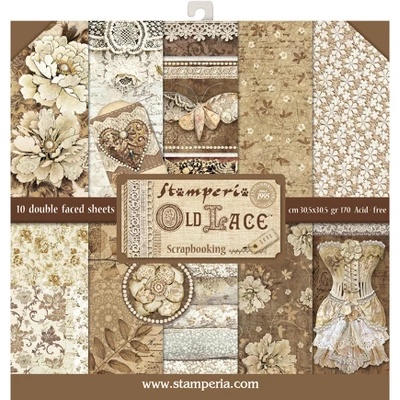 Stamperia Double-Sided Paper Pad 12"X12" 10/Pkg-Old Lace, 10 Designs/1 Each 3 Stamperia Double-Sided Paper Pad 12"X12" 10/Pkg-Old Lace, 10 Designs/1 Each