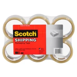 Scotch Shipping Packaging Tape, 1.88 Inches X 54.6 Yards, Clear, Pack Of 6