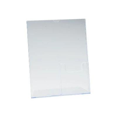 MyOfficeInnovations Slanted Sign Holder With Literature Pocket Clear 11H X 8 1/2W 3 MyOfficeInnovations Slanted Sign Holder With Literature Pocket Clear 11H X 8 1/2W
