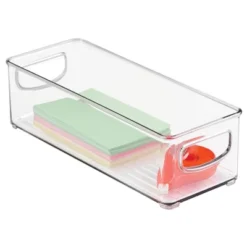 MDesign Small Plastic Office Storage Container Bin With Handles, 6 Pack - Clear -Office Product Store GUEST 7ddc0ffa 75d3 41ae a899 3b50354c2549