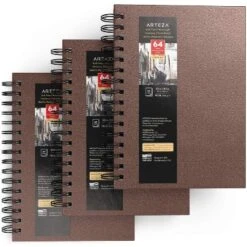 Arteza Watercolor Paper Pad, Spiral-Bound Hardcover, Brown, 5.5"x8.5" - 3 Pack