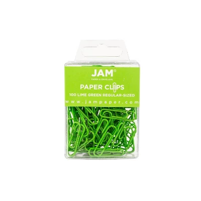 JAM Paper Colored Standard Paper Clips Small 1 Inch Lime Green Paperclips 2 Packs Of 100 (21830624a) 3 JAM Paper Colored Standard Paper Clips Small 1 Inch Lime Green Paperclips 2 Packs Of 100 (21830624a)