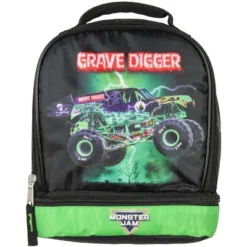 Monster Jam Grave Digger Monster Truck Insulated Dual Compartment Lunch Bag Black -Office Product Store GUEST 99b2214b a26d 4907 9be1 a286915da780