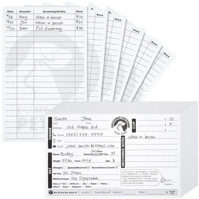 100 Pack Pet Grooming Card, Customer Information Cards Client Contact Profile Extender Pet Info Record Cards For Pet Dog Cat Groomers, 8 X 5 Inches 6 100 Pack Pet Grooming Card, Customer Information Cards Client Contact Profile Extender Pet Info Record Cards For Pet Dog Cat Groomers, 8 X 5 Inches - Image 4