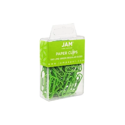 JAM Paper Colored Standard Paper Clips Small 1 Inch Lime Green Paperclips 2 Packs Of 100 (21830624a) 4 JAM Paper Colored Standard Paper Clips Small 1 Inch Lime Green Paperclips 2 Packs Of 100 (21830624a) - Image 2