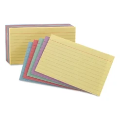 Oxford Ruled Index Cards 5 X 8 Blue/Violet/Canary/Green/Cherry 100/Pack 35810