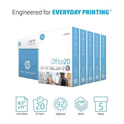 HP Office20 8.5" X 11" Multipurpose Paper 20 Lbs. 92 Brightness 664252 3 HP Office20 8.5" X 11" Multipurpose Paper 20 Lbs. 92 Brightness 664252
