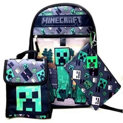 Bioworld Minecraft Creeper 5 Piece 16 Inch Backpack Set 3 Bioworld Minecraft Creeper 5 Piece 16 Inch Backpack Set