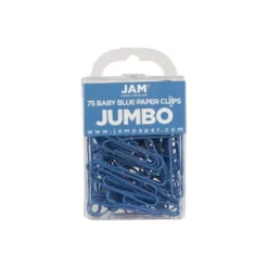 JAM Paper Colored Jumbo Paper Clips Large 2 Inch Baby Blue Paperclips 221819034B