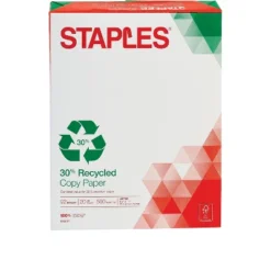 Staples 30% Recycled 8.5" X 11" Copy Paper 20 Lbs 92 Brightness 500/RM 492071