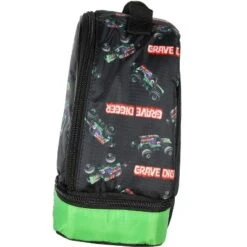 Monster Jam Grave Digger Monster Truck Insulated Dual Compartment Lunch Bag Black