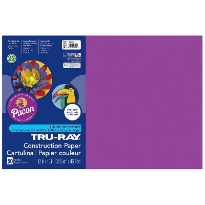 Pacon Tru-Ray 12" X 18" Construction Paper Magenta 50 Sheets/Pack 5 Packs (PAC103032-5) 3 Pacon Tru-Ray 12" X 18" Construction Paper Magenta 50 Sheets/Pack 5 Packs (PAC103032-5)